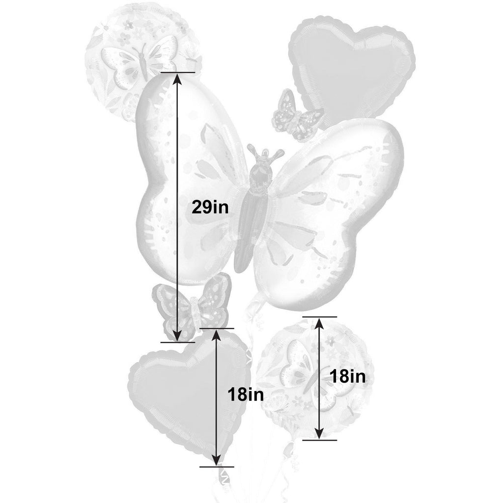 Fluttering Butterflies Foil Balloon Bouquet, 5pc